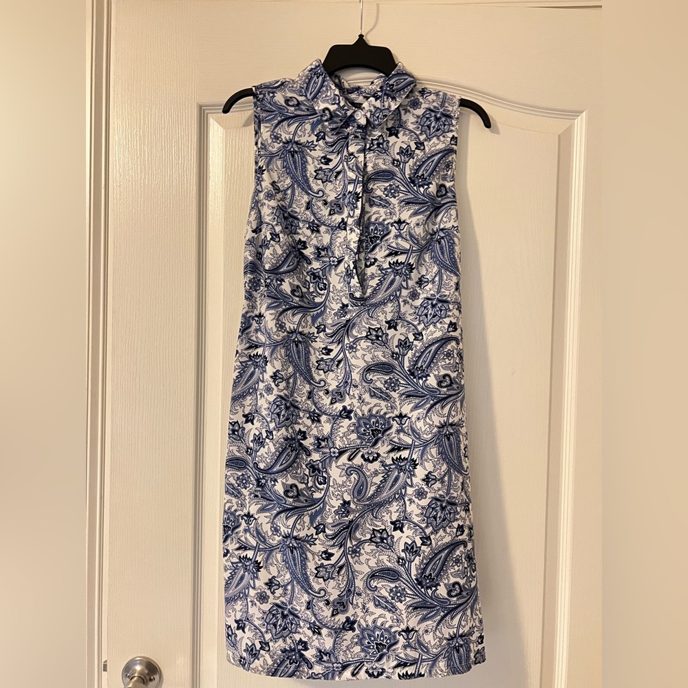 Banana Republic Navy and White Paisley Dress